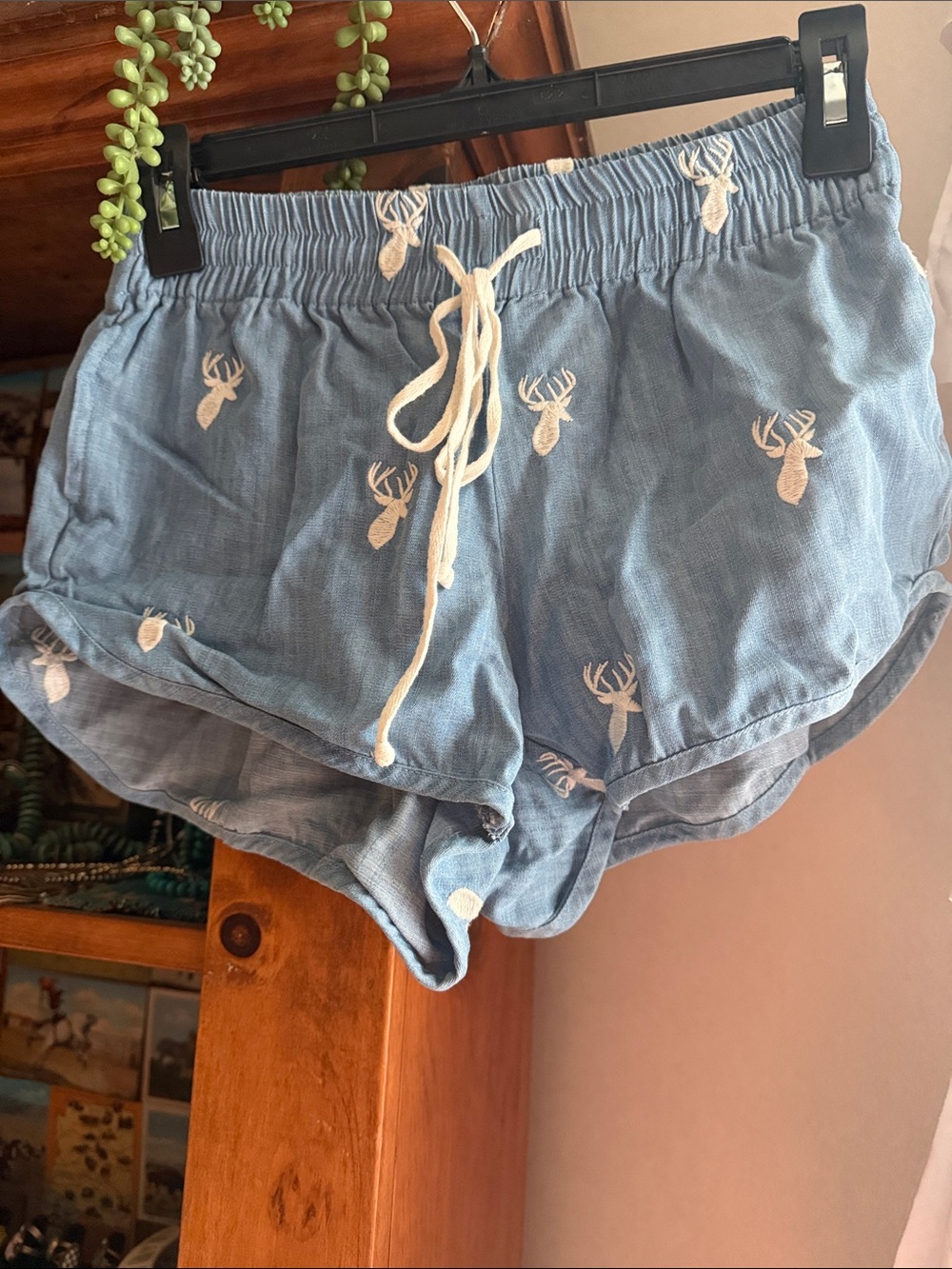 Judith March Light Blue Deer Embroidered Shorts